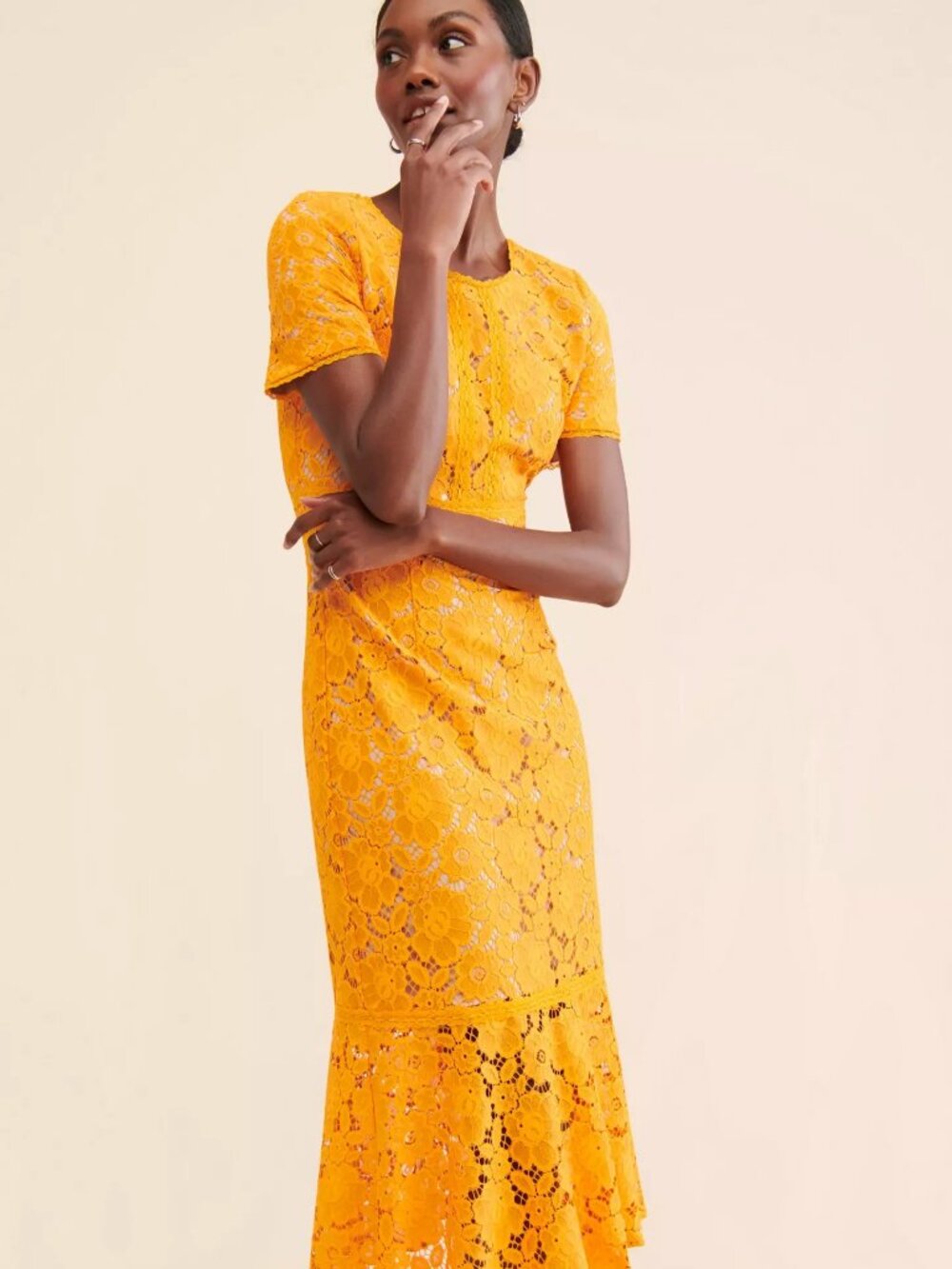 NWOT Rachel Parcell for Anthropologie Orange LACE Dress M